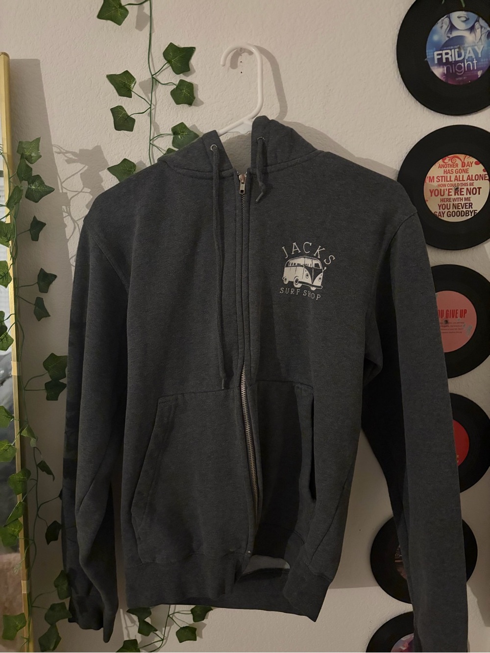 Jack's Surf Shop Men's Dark Gray Full-Zip Hoodie